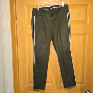 Banana Republic Olive Green Slim Pants with White Side Stripes